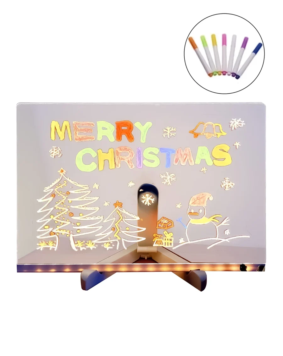 Light-Up Message Writing Board w/ Led stand & Markers - Image 2