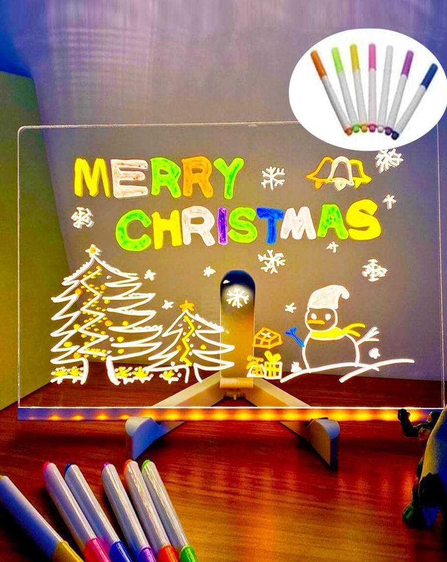 Light-Up Message Writing Board w/ Led stand & Markers - Image 4